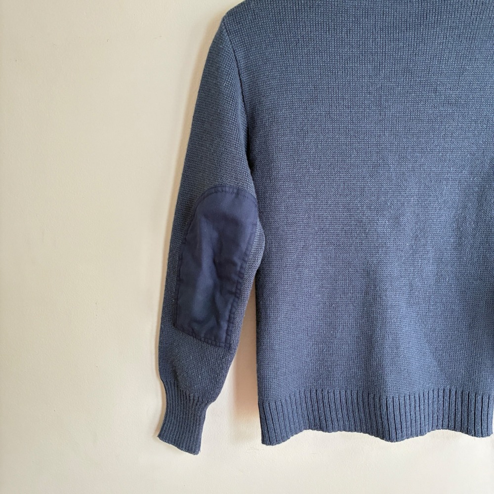 Military Equipment Cardigan Sweater Mens 30R Blue Epaulets Elbow Patch Utility - Picture 3 of 11